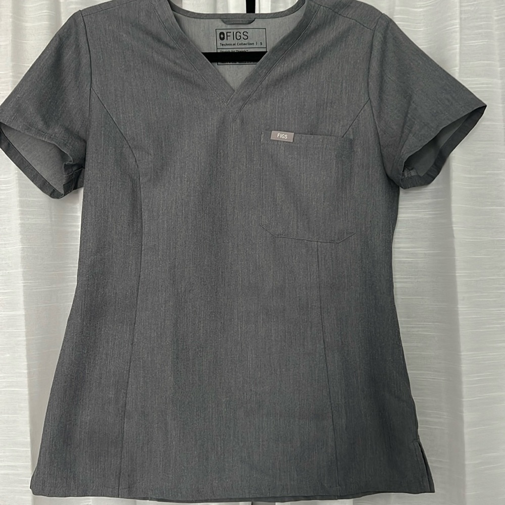 Figs Gray One Pocket Scrub Top